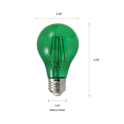 LEDVANCE SYLVANIA LED Green Glass Filament A19 Light Bulb, Efficient 4.5W, 40W Equivalent, Dimmable, E26 Medium Base - 1 Pack (40303)