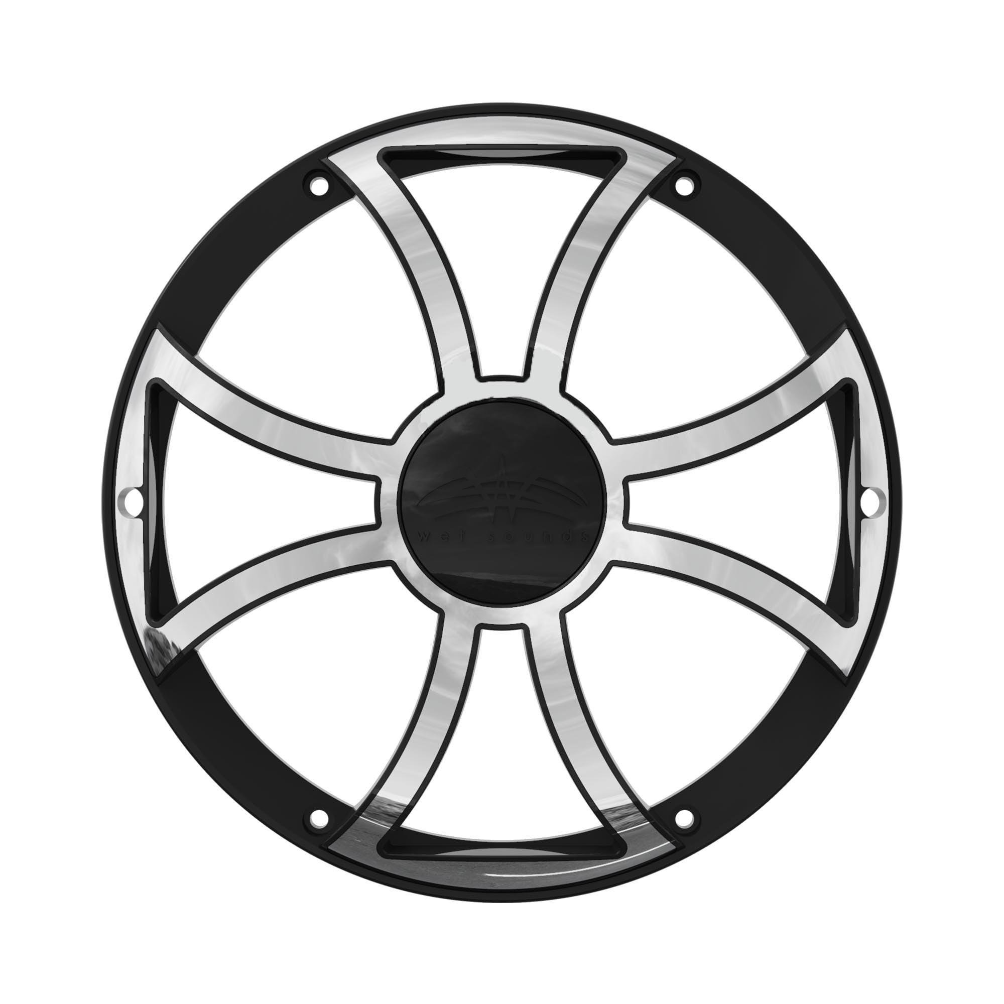 wet sounds Wet Sounds HTM-1 - HTM Series Full-Range Class-D 1200 Watt at 1-Ohm Mono Amplifier with REVO-10-FA-S4 10" Woofer Single 4 OHM and REVO-10-XS-B-SS-GRILLE White Stainless Grille