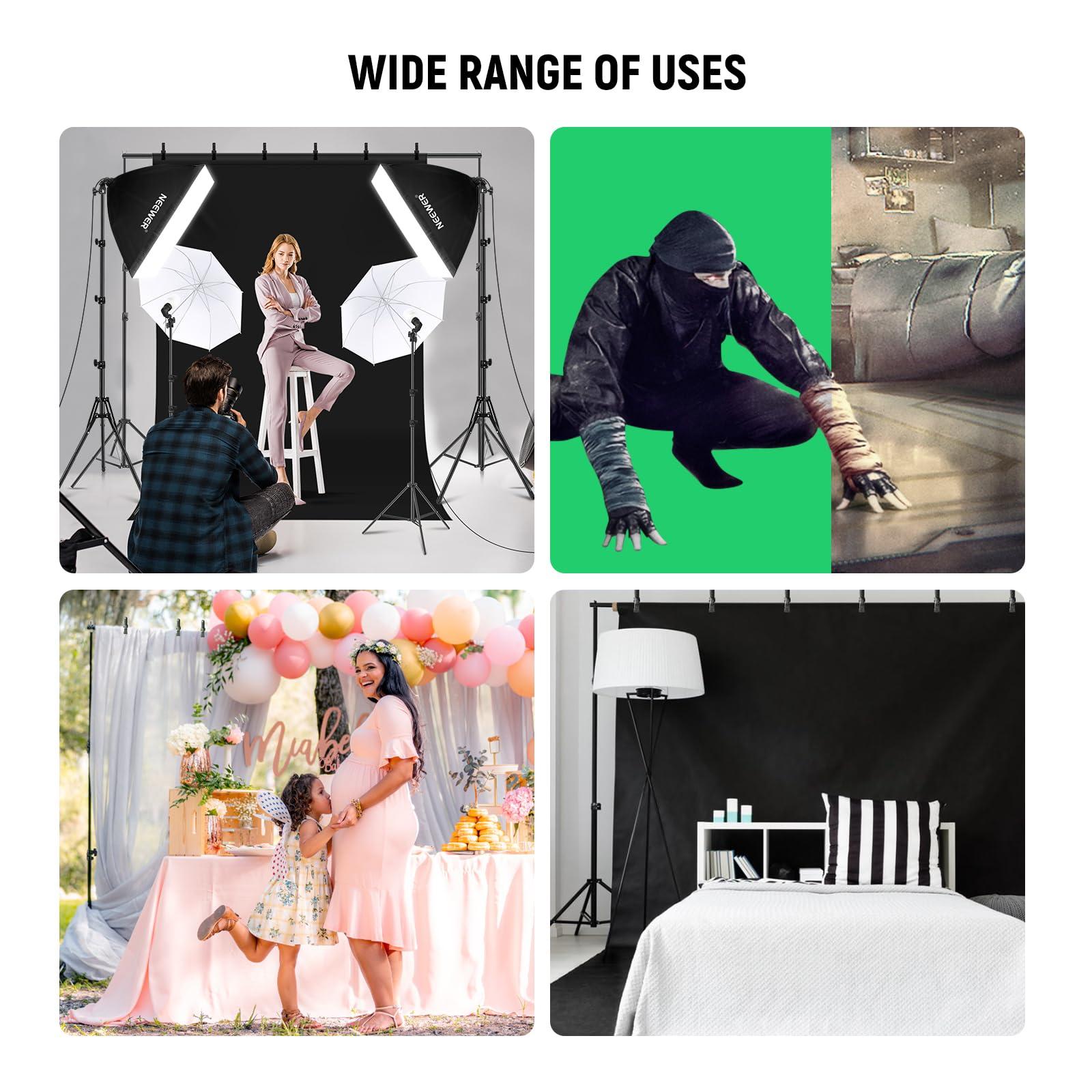 Neewer NEEWER Photography Lighting Kit with Backdrops,8.5x10ft Backdrop Stands,5700K 800W Equivalent 24W LED Umbrella Softbox Continuous Lighting,60cm Light Reflector, Photo Studio Equipment for Video Shoot