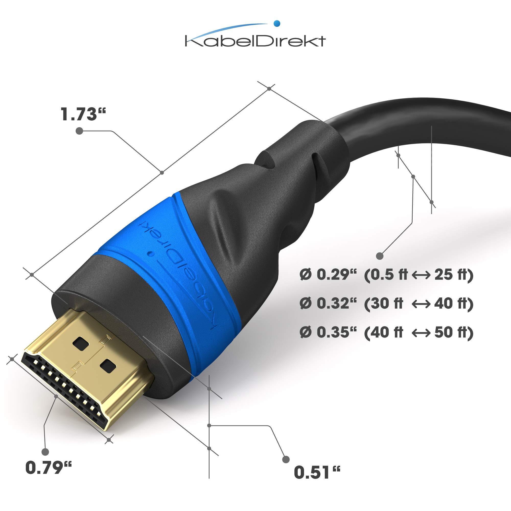KabelDirekt HDMI Cable 8K / 4K 0.5ft with A.I.S Shielding Designed in Germany (supports all HDMI devices like PS5, Xbox, Switch 8K@60Hz, 4K@120Hz, High Speed HDMI cord with Ethernet, black) by CableDirect