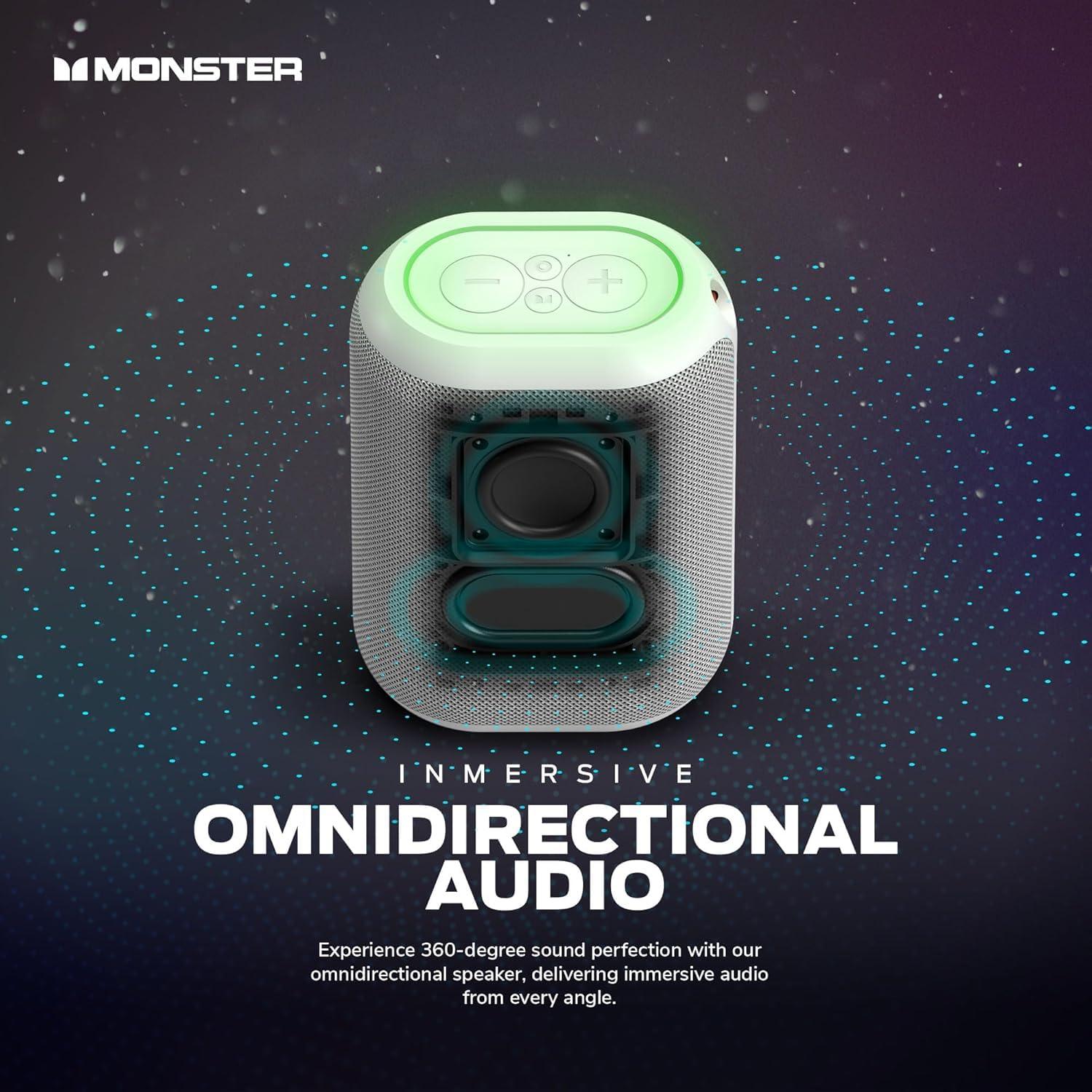 Monster Monster DNA One Portable Bluetooth Speaker, Loud Portable Speaker with 360 Bass Sound and 10W Qi Certified Wireless Charging Pad, IP67 Waterproof- for Travel, Indoor and Outdoor Use