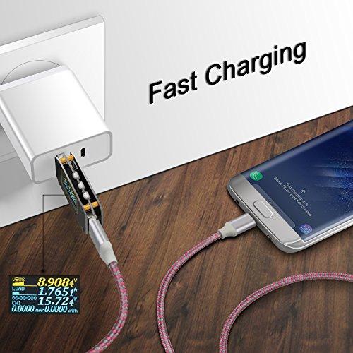 Fasgear Fasgear Micro USB Cable 10 ft, 3 Pack Fast Charging Micro USB 2.0 High Speed Data Sync Nylon Braided Android Smartphone Charger Compatible for S7 Edge/Note 5,HTC,PS4, Kindle (Blue,Gold,Rose)