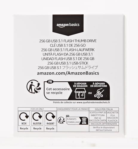 Amazon Basics Amazon Basics 256 GB Ultra Fast USB 3.1 High Capacity Flash Drive for Data Transfer and Storage, Black