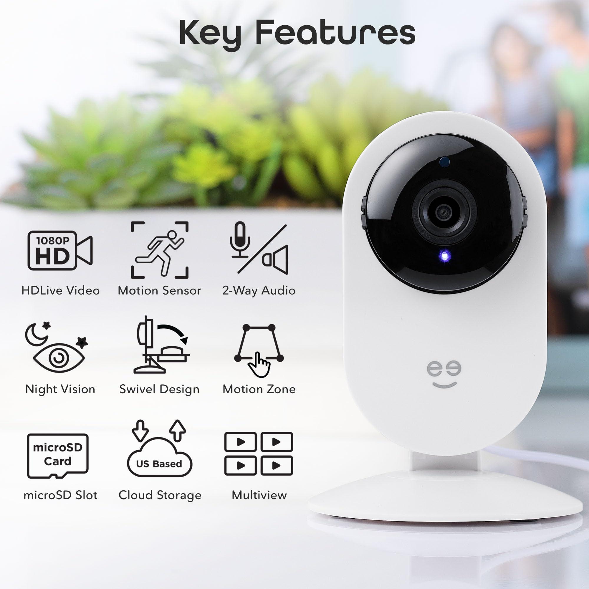Geeni Geeni Glimpse Indoor Security Camera - 1080p HD Video, 2-Way Audio, Motion Alerts, WiFi Compatible with Alexa & Google Home, White