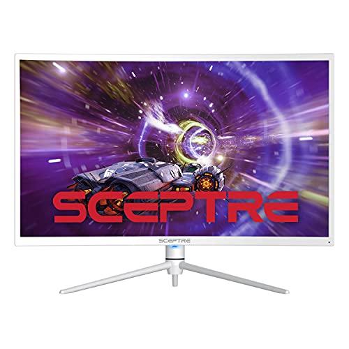 Sceptre Sceptre Curved 32-inch QHD Gaming Monitor 2560 x 1440 up to 165Hz 144Hz 1ms HDR1000 99% sRGB, Light Sensor Height Adjustable DP HDMI USB Type C 3.1 Build-in Speakers Nebula White (C325B-QWN168W)