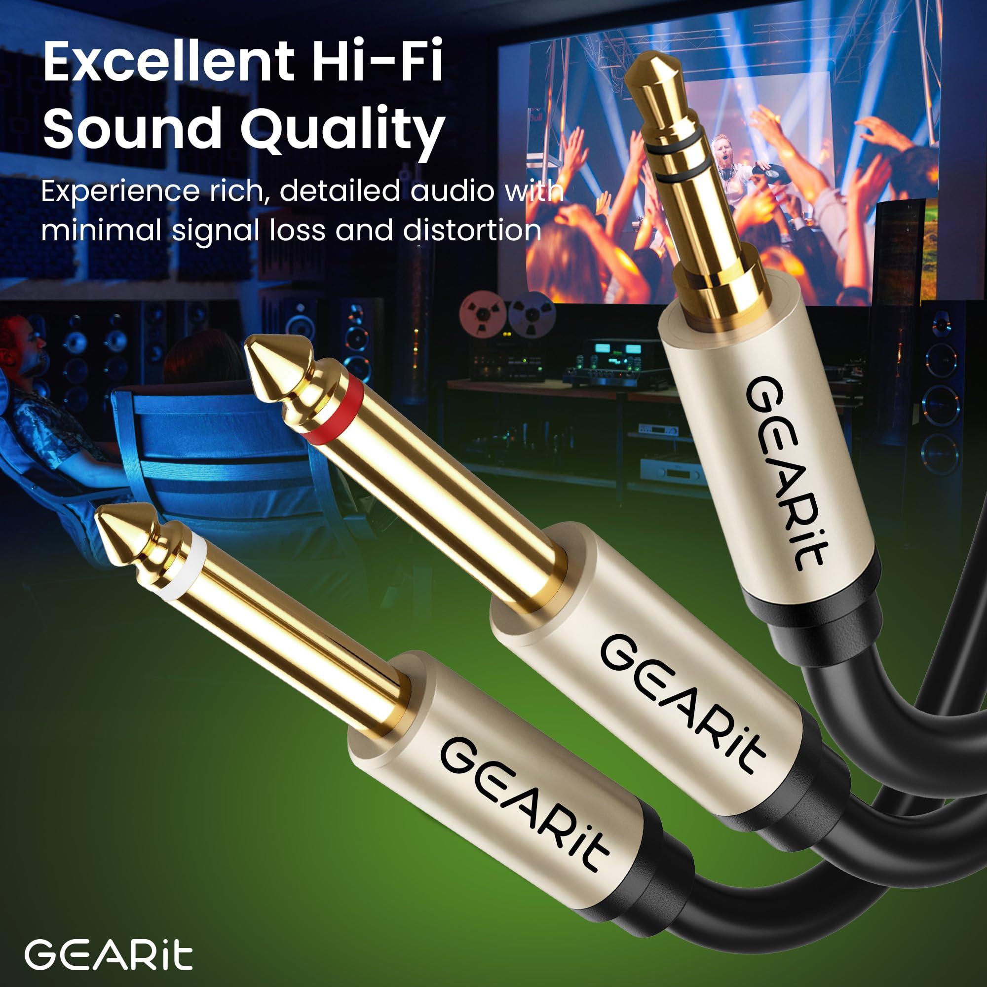 GEARit GEARit (2-Pack Dual 1/4 to 1/8 inch (3.5mm Male to 6.35mm TS Mono Stereo Y-Cable Splitter) 10 Feet