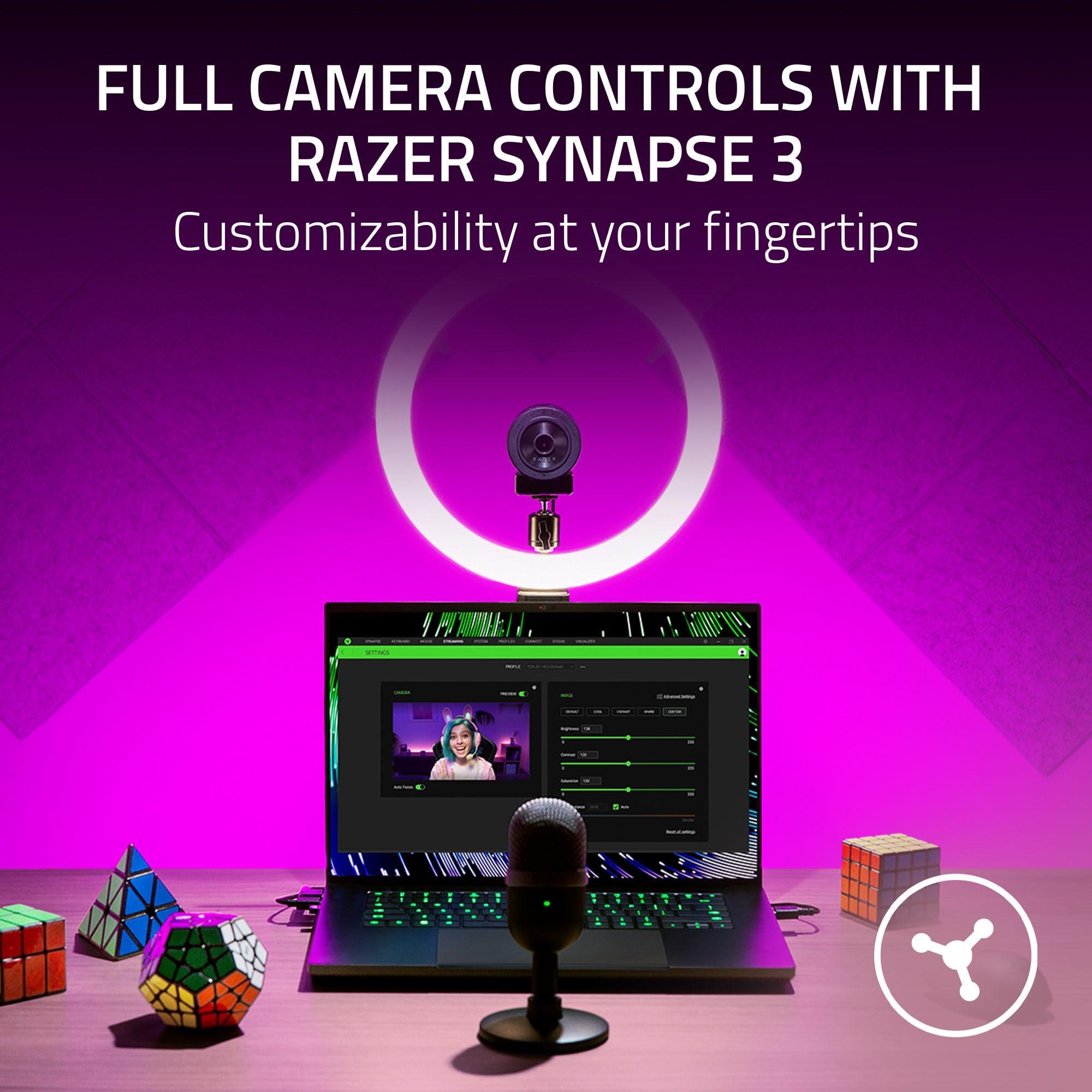 Razer Razer Kiyo X Full HD Streaming Webcam: 1080p 30FPS or 720p 60FPS - Auto Focus - Fully Customizable Settings - Flexible Mounting Options - Works with Zoom/Teams/Skype Conferencing Video Calling