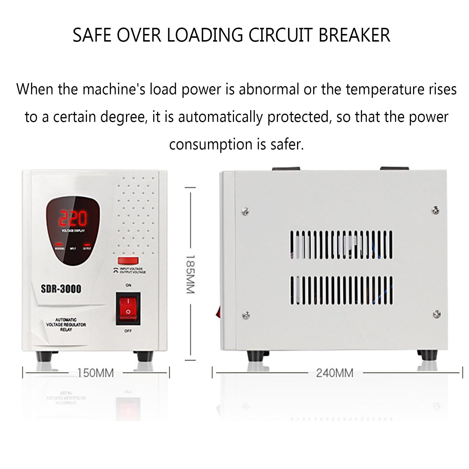 DirectNine Basics Electronic Voltage Stabilizer,220V Fully Automatic Voltage Stabilizer 3000W Household High Power Refrigerator Computer TV AC Stabilized Power Supply
