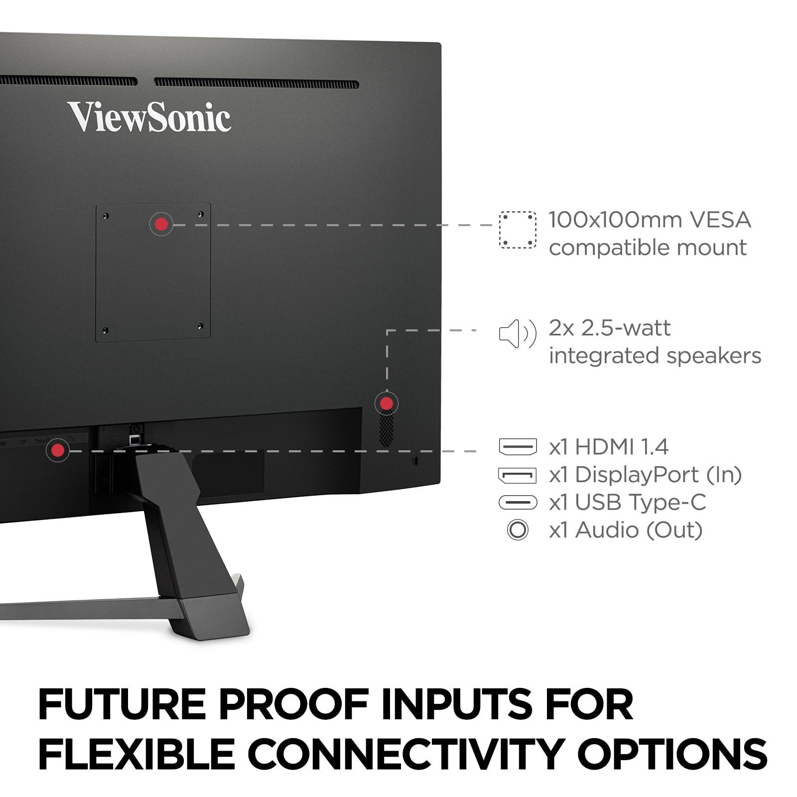 ViewSonic ViewSonic VX3267U-2K 32 Inch 1440p IPS Monitor with 65W USB C, HDR10 Content Support, Ultra-Thin Bezels, Eye Care, HDMI, and DP Input, Black