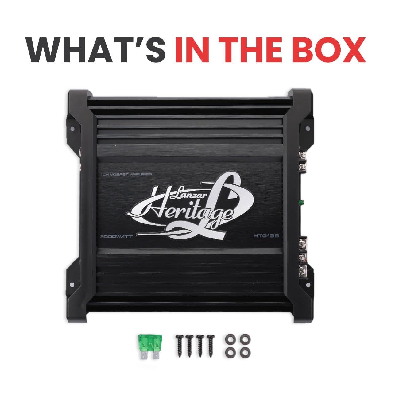 Lanzar Lanzar 2000W Monoblock Car Audio Amp - 2-Ohm Stable Mosfet Amplifier, Class AB, Electronic Crossover, Bass Boost, Subsonic Circuit, Chrome RCA Inputs, Line Output, 5-Way Protection - Soft Turn On/Off