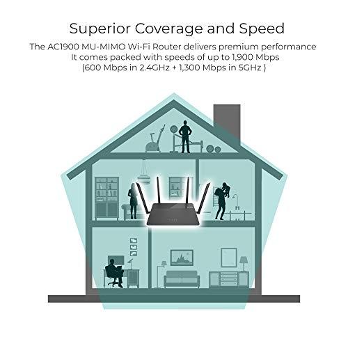 D-Link D-Link WiFi Smart Router AC1900 Wireless Dual Band MU-MIMO Powerful Dual Core Processor Fast Gaming & 4K Streaming Reliable Coverage (DIR-878), Black