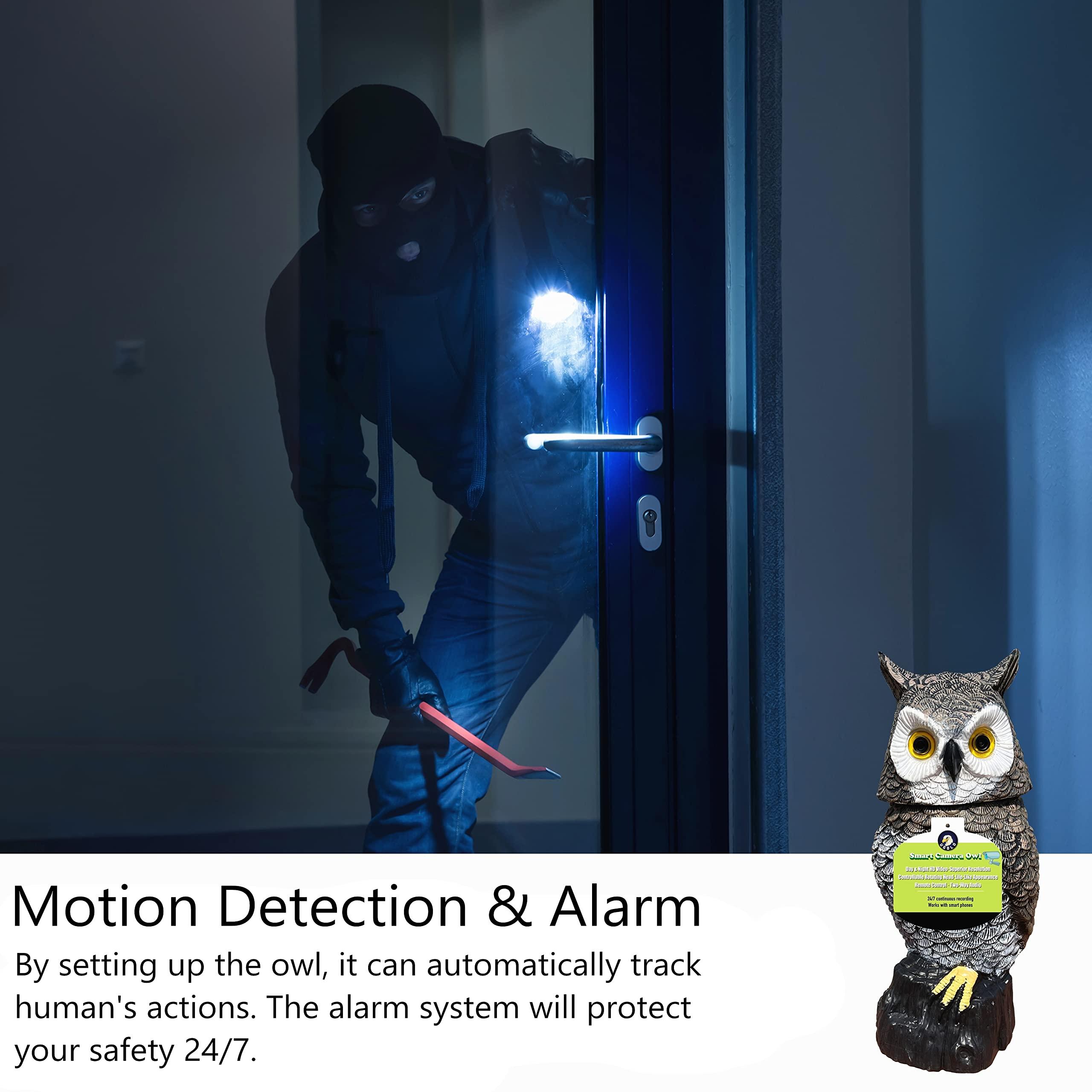 Ugold Ugold Indoor Camera Owl, Home Security Camera Owl with Rotatable Head, Night Vision, 2-Way Audio, Works with Phone, Decoration for Home