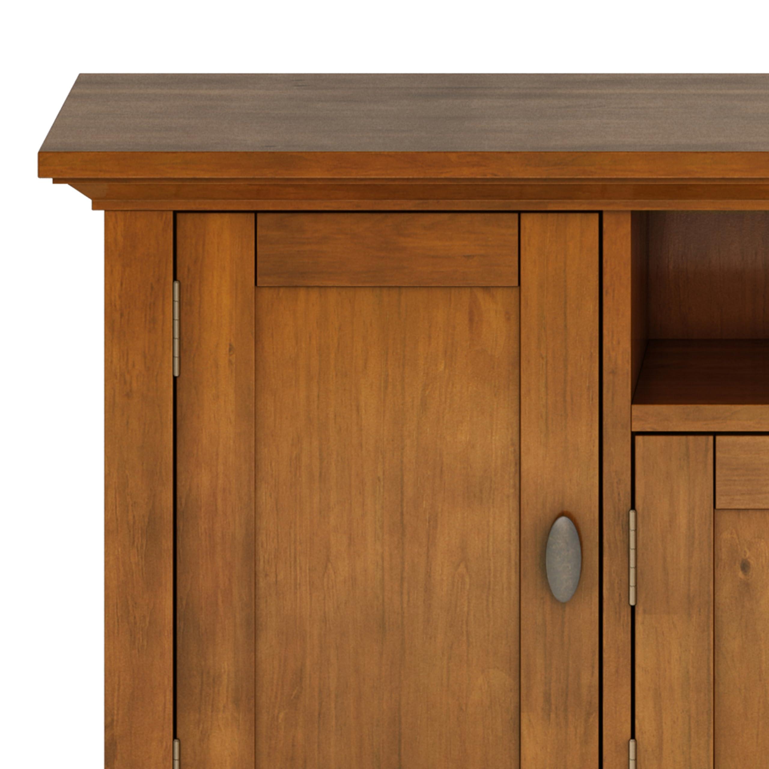 SIMPLIHOME SIMPLIHOME Redmond SOLID WOOD 72 inch Wide Transitional TV Media Stand in Light Golden Brown For TVs up to 80 inches for the Living Room and Entertainment Center