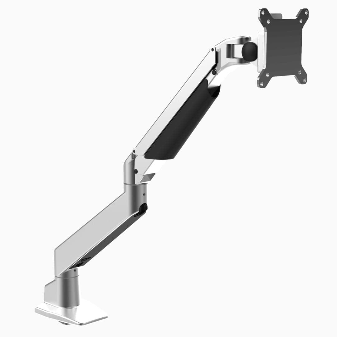 Desky Desky Heavy Duty Single Monitor Arm (24lbs+) Ergonomic Gas Spring Desk Mount, Fits 3843" Ultrawide Screens, VESA 75x75/100x100, Clamp/Grommet Base Black