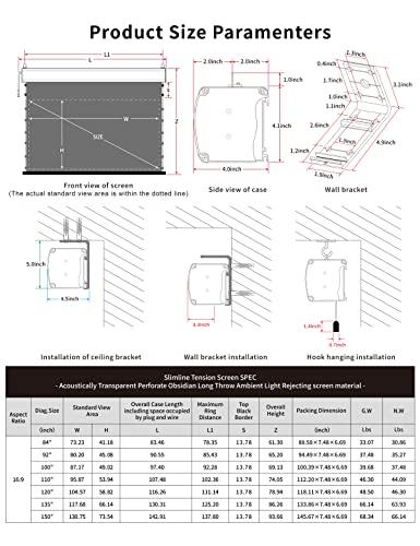 VIVID STORM SINCE 2004 VIVIDSTORM-Projection Screens,Sound Transparent Obsidian Long Focus ALR Screen,4K Electric Tab-tensioned Drop Down Screen,Compatible with Lumen up to 2500ANSI Short Throw Projector,VMSLPALR92H