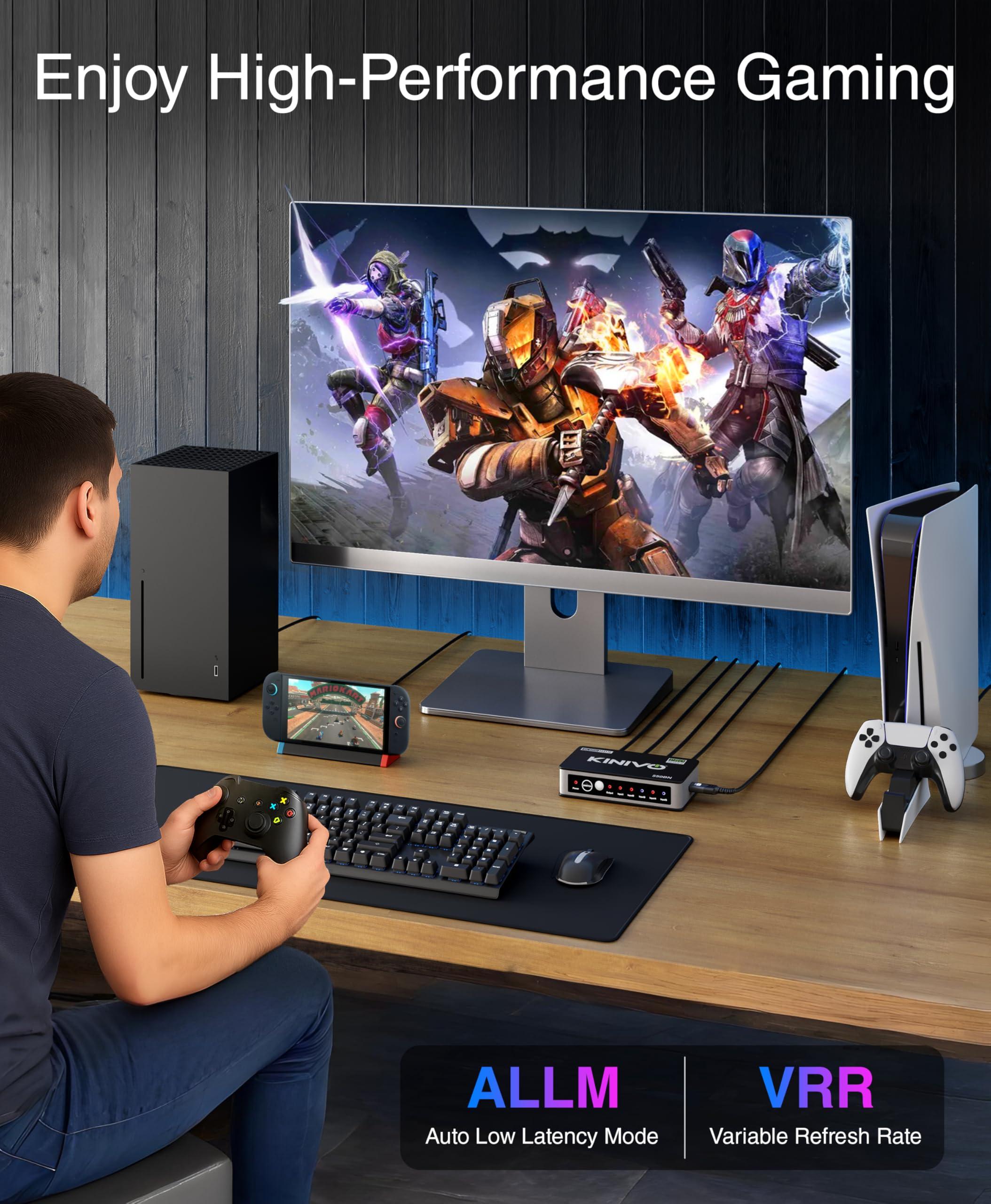 Kinivo Kinivo HDMI Switch 4K HDR 550BN (5 in 1 Out, 4K 60Hz HDR, HDMI 2.0, High Speed 18Gbps, IR Remote, HDCP) - Compatible with Roku, PS5, Xbox, Apple TV, Nintendo Switch, Cable Box