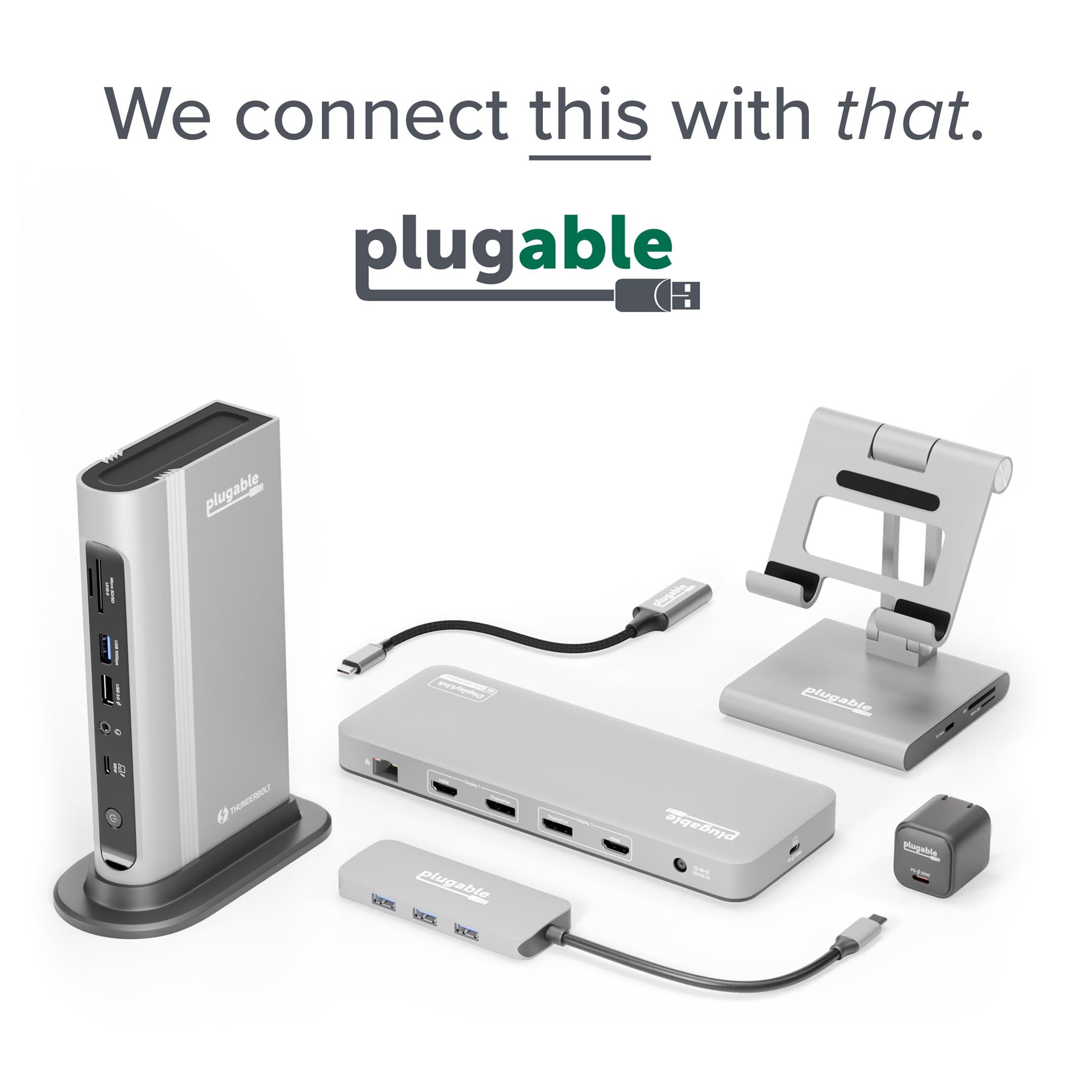 Plugable Plugable Dual Monitor Adapter for M1/M2/M3/M4 macOS Systems, Windows, ChromeOS. Broad Compatibility - Thunderbolt, USB-C, USB 3.0 to HDMI Adapter for Dual Monitors 1920x1080 @60Hz, SMI Driver Required