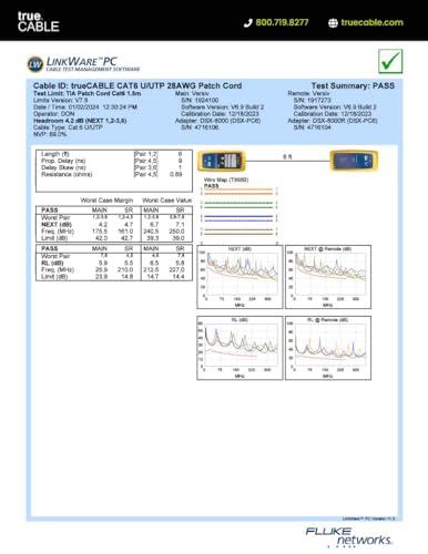 TRUE CABLE trueCABLE Cat6 Component Rated Patch Cable, Unshielded U/UTP, CM Rated, UL Listed, PoE++, 28AWG 4/PR, Black, 10ft, 1 Pack