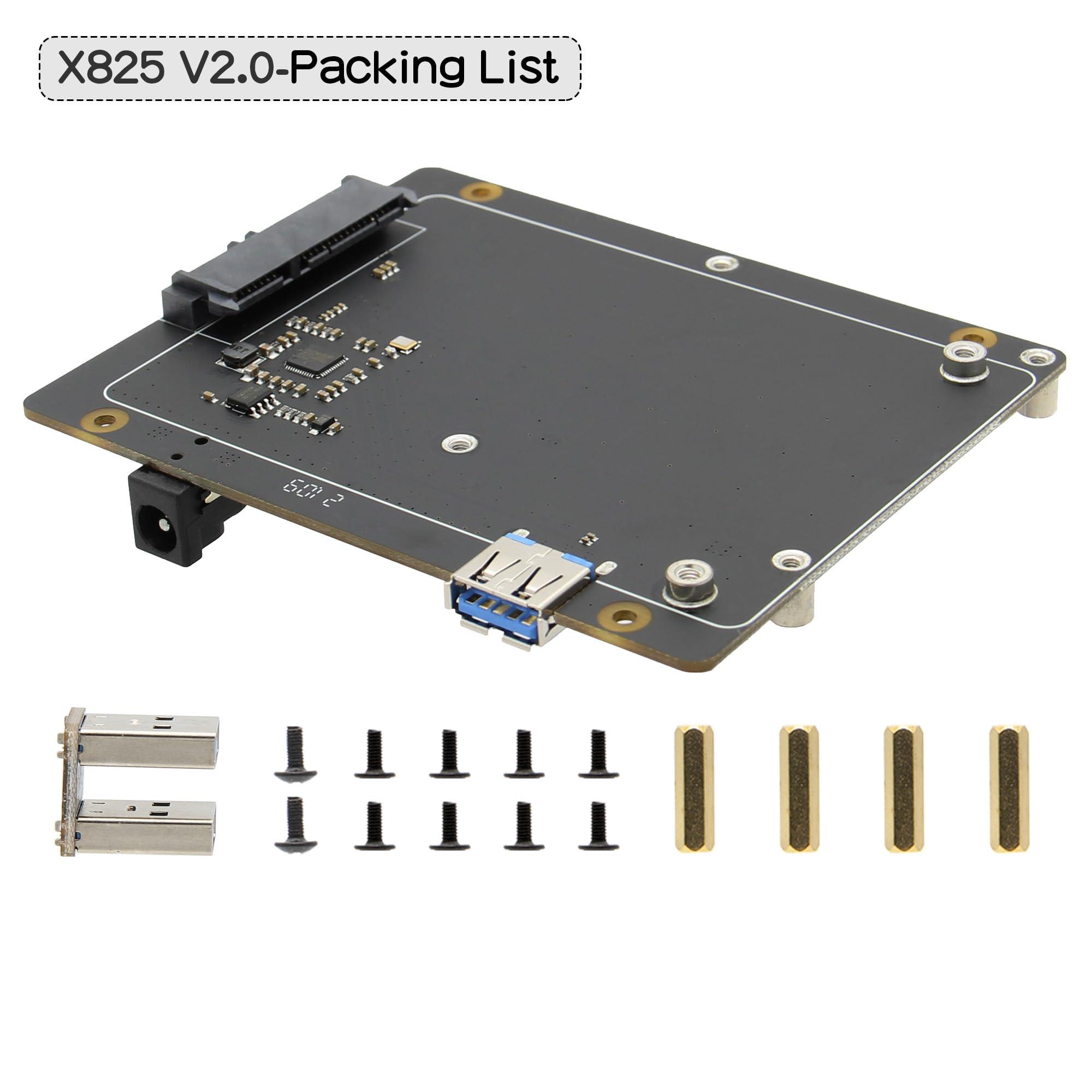Geekworm Geekworm for Raspberry Pi 4 SATA Storage, X825 V2.0 2.5 inch SATA HDD/SSD Expansion Board UASP Supported Compatible with Raspberry Pi 4 Model B 1GB/2GB/4GB/8GB Only(Not Include Raspberry Pi)