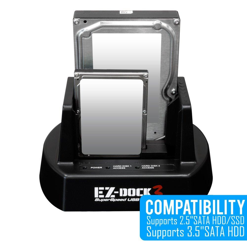 Kingwin Kingwin USB 3.0 to SATA/SSD Dual Bay Hard Drive Docking Station w/Offline Clone Function. Compatible w/ 2.5/3.5 Inch SATA HDD/SSD (SATA I/II/III). Tool-Free Design, Support 2x8TB Drives & UASP