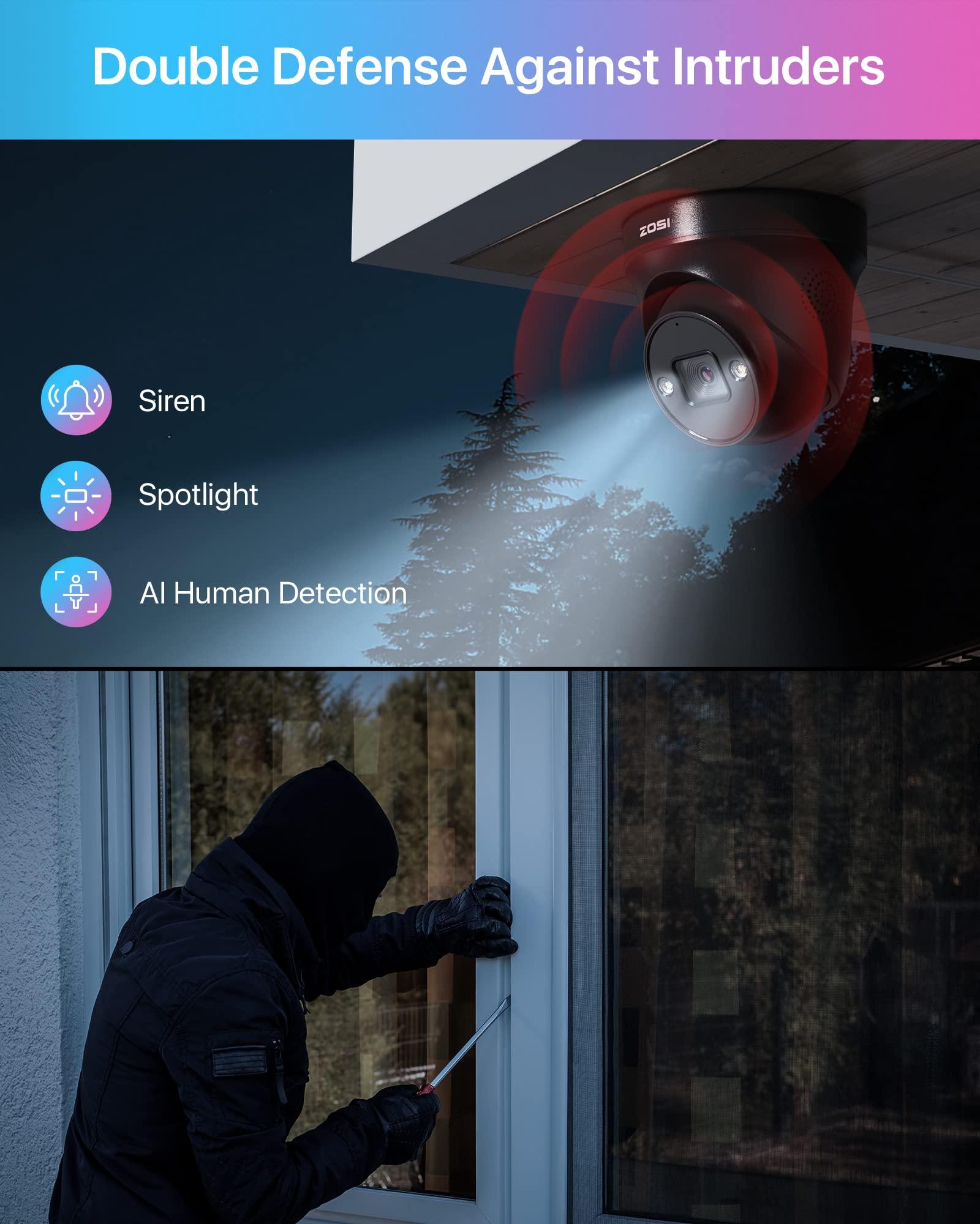 ZOSI ZOSI 4PK 4K PoE Add On Cameras with Ethernet Cables,8MP Dome Security IP Camera Outdoor Indoor,Person Vehicle Detection,Night Vision,Sound & Light Alarm,2-Way Audio,Only Work ZOSI 4K PoE NVR