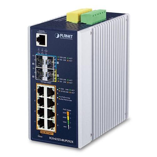 Planet Networking & Communication IGS-6325-8UP2S2X Industrial L3 8-Port 10/100/1000T 802.3bt PoE + 2-Port 1G/2.5G SFP + 2-Port 10G SFP+ Managed Ethernet Switch