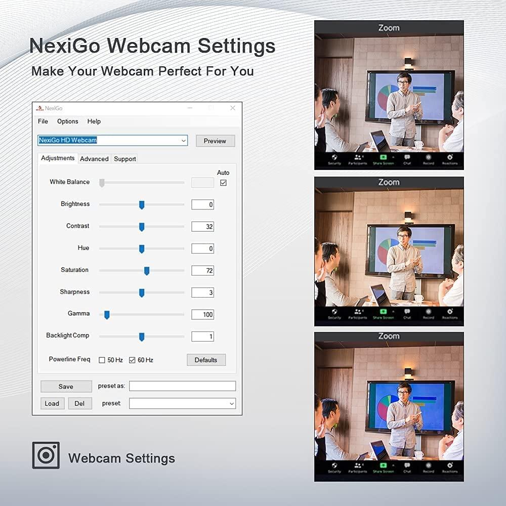 NexiGo NexiGo N980P 1080P 60FPS Webcam with Microphone and Software Control, USB Computer Camera, Built-in Dual Noise Reduction Mics, 120 Wide-Angle for Zoom/Skype/FaceTime/Teams, PC Mac Laptop Desktop