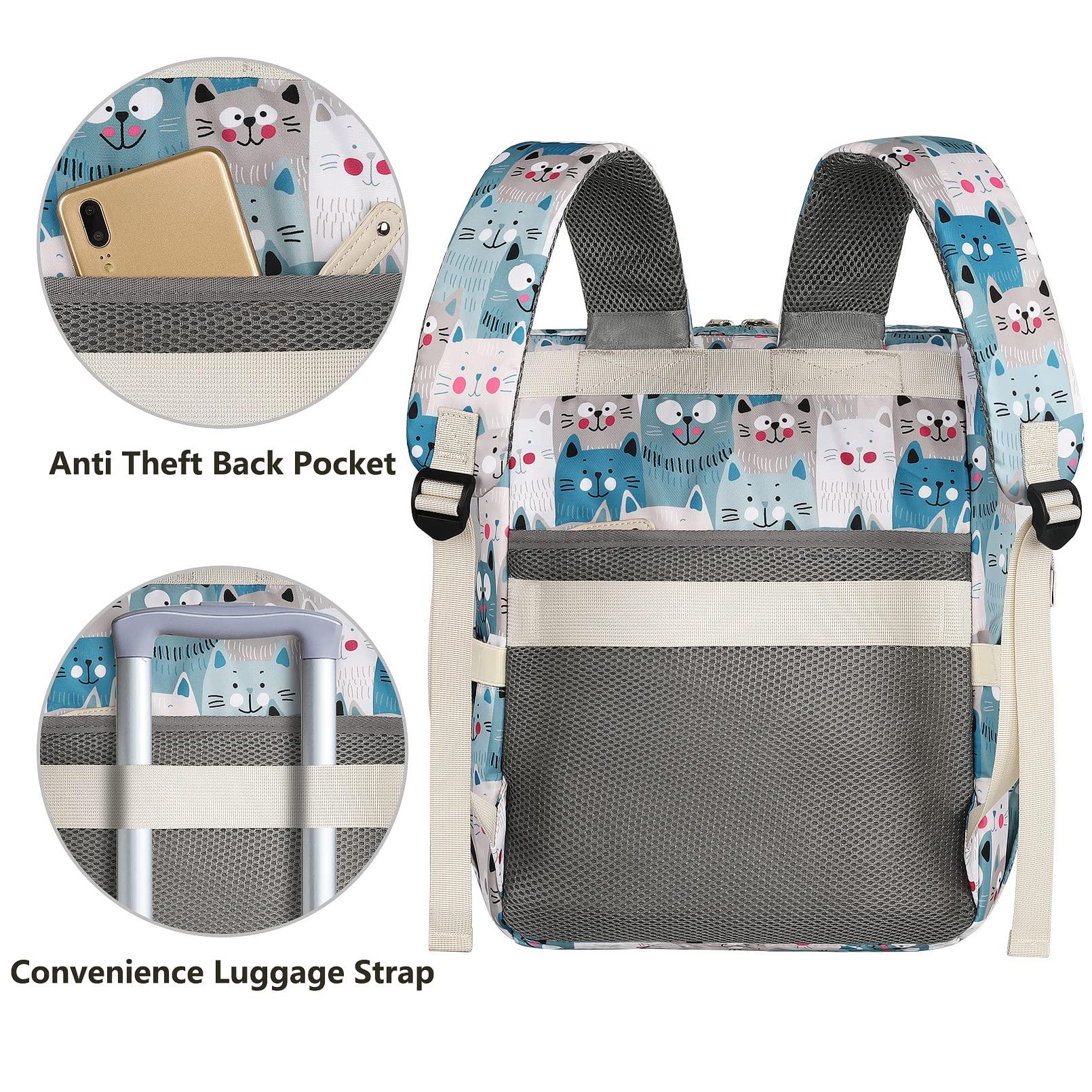 FALANKO FALANKO Laptop Backpack for Women,Teacher Doctor Nurse Work Purse Bag for 15.6 Inch Laptop,Cute Cartoon Pattern backpack With USB Charging Port RFID Anti Theft Pocket, Large Travel Bookbag for Women