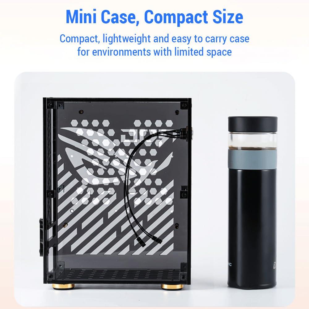 SENECESLI Mini ITX Case, Mini PC Case with 6 Sided Hollow, Side Transparent Door, ITX Computer Gaming Case, Small Form Factor PC Case (Transparent)