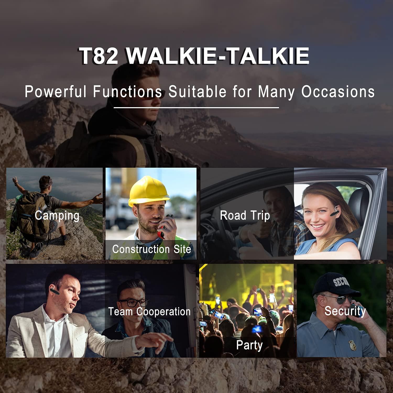 SOCOTRAN SOCOTRAN Walkie Talkies for Adults,Rechargeable Walkie Talkies with Bluetooth Earpiece Headset Wireless,NOAA Two Way Radio with USB Charging Cable & Vibration,for Car Camping Outdoor Long Talk Range