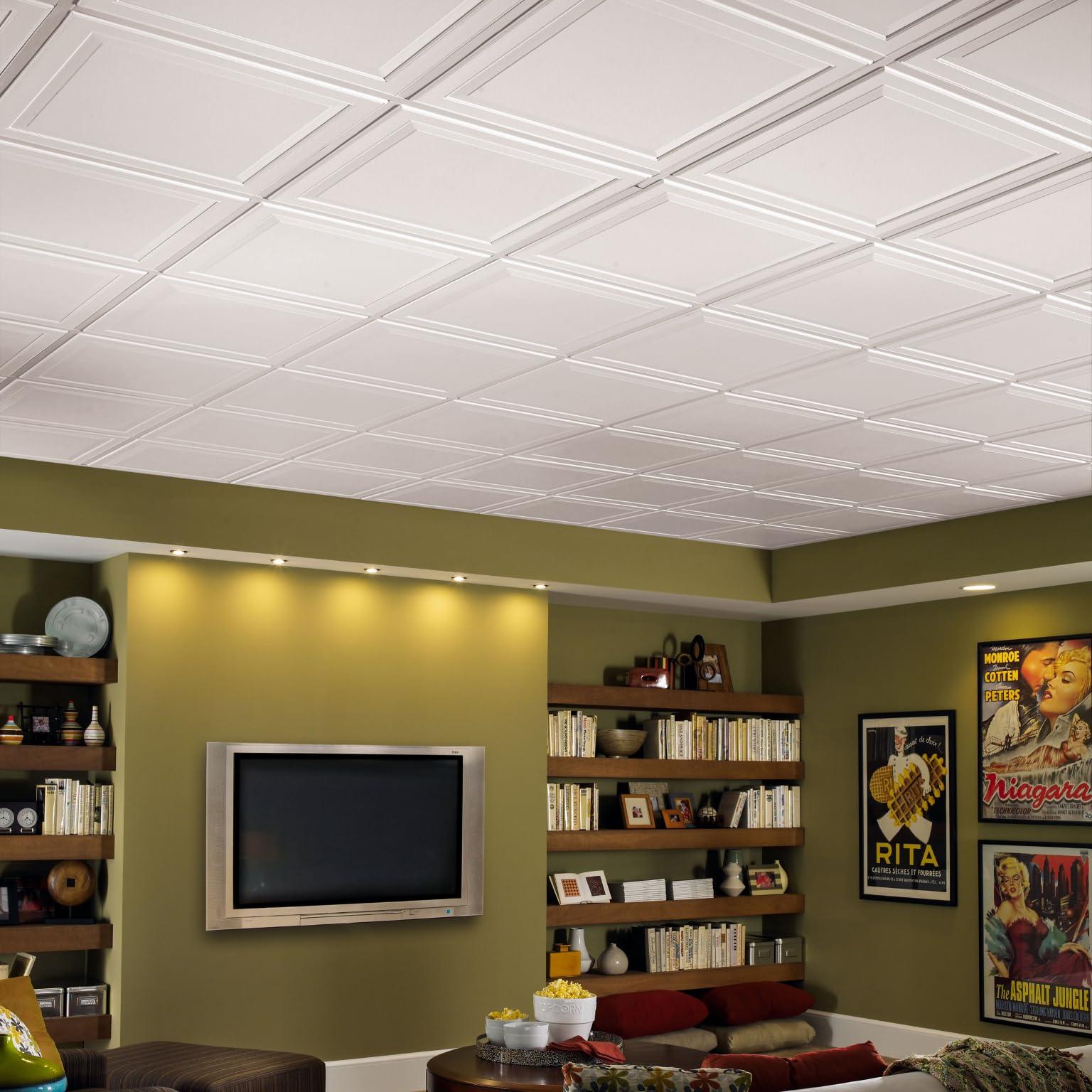 Armstrong Armstrong Ceiling Tiles; 2x2 Ceiling Tiles - 6 pc White; Acoustic Ceilings for Suspended Ceiling Grid; LEDGES 1205