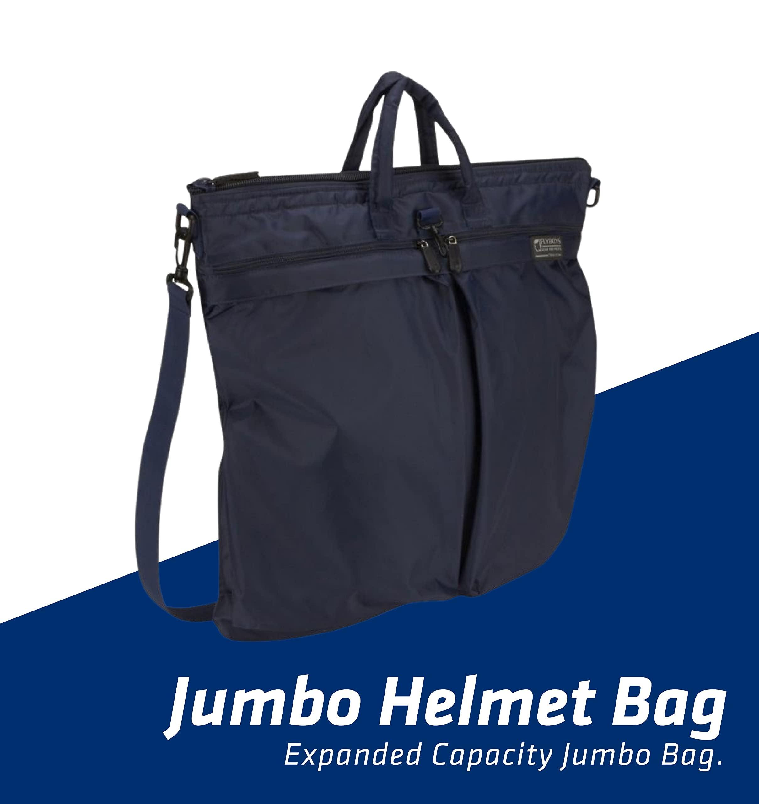 FLYBOYS FlyBoys Jumbo Helmet Bag - Fits All Military-Issued & Civilian Flight Helmets - Expanded Capacity, Nylon Shoulder Bag - for Professional Pilots, General Aviation - 19.5 in X 20 in - Black