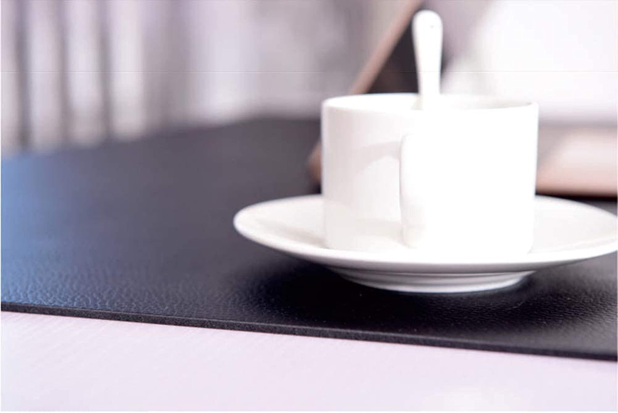 Wangle PU Leather Desk Pad with Edge Protection,Smooth Gaming Large Mouse Mat,Waterproof Desktops Mat with Lip,Non-Slip Writing Mat for Office Home,Brown