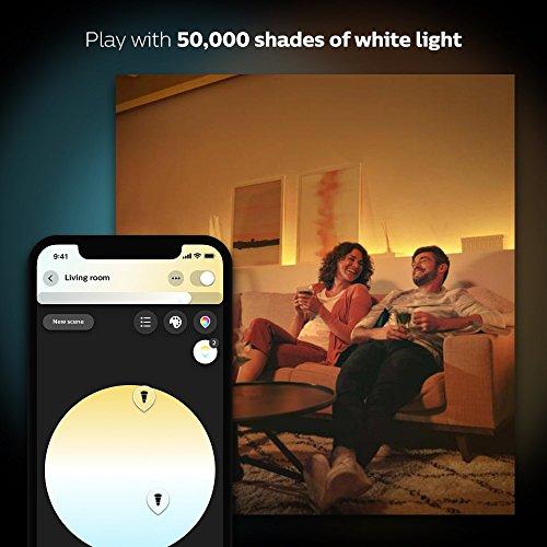 Philips Hue Philips Hue White and Color Ambiance A19 60W Equivalent LED Smart Bulb Starter Kit (4 A19 Bulbs and 1 Hub Compatible with Amazon Alexa Apple HomeKit and Google Assistant)