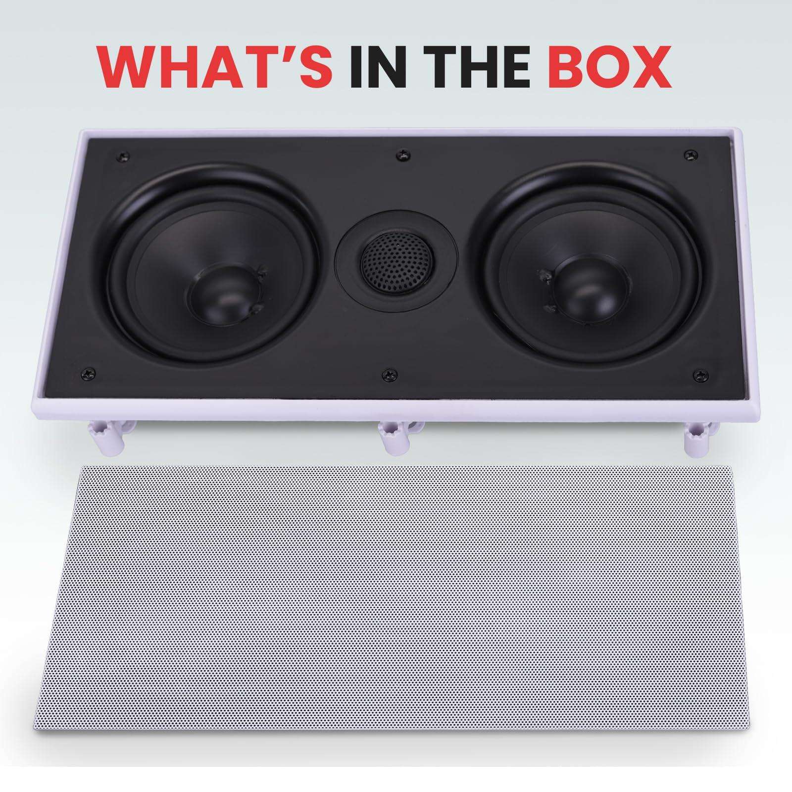 Pyle Pyle Ceiling Wall Mount Enclosed Speaker - 300 Watt Stereo In-wall / In-ceiling Flush Mounted Sound Speaker System W/ Dual 5.25\" Long Throw Woofers, 1\" Tweeter, 8 Ohm Impedance - Pyle PDIWCS56,White