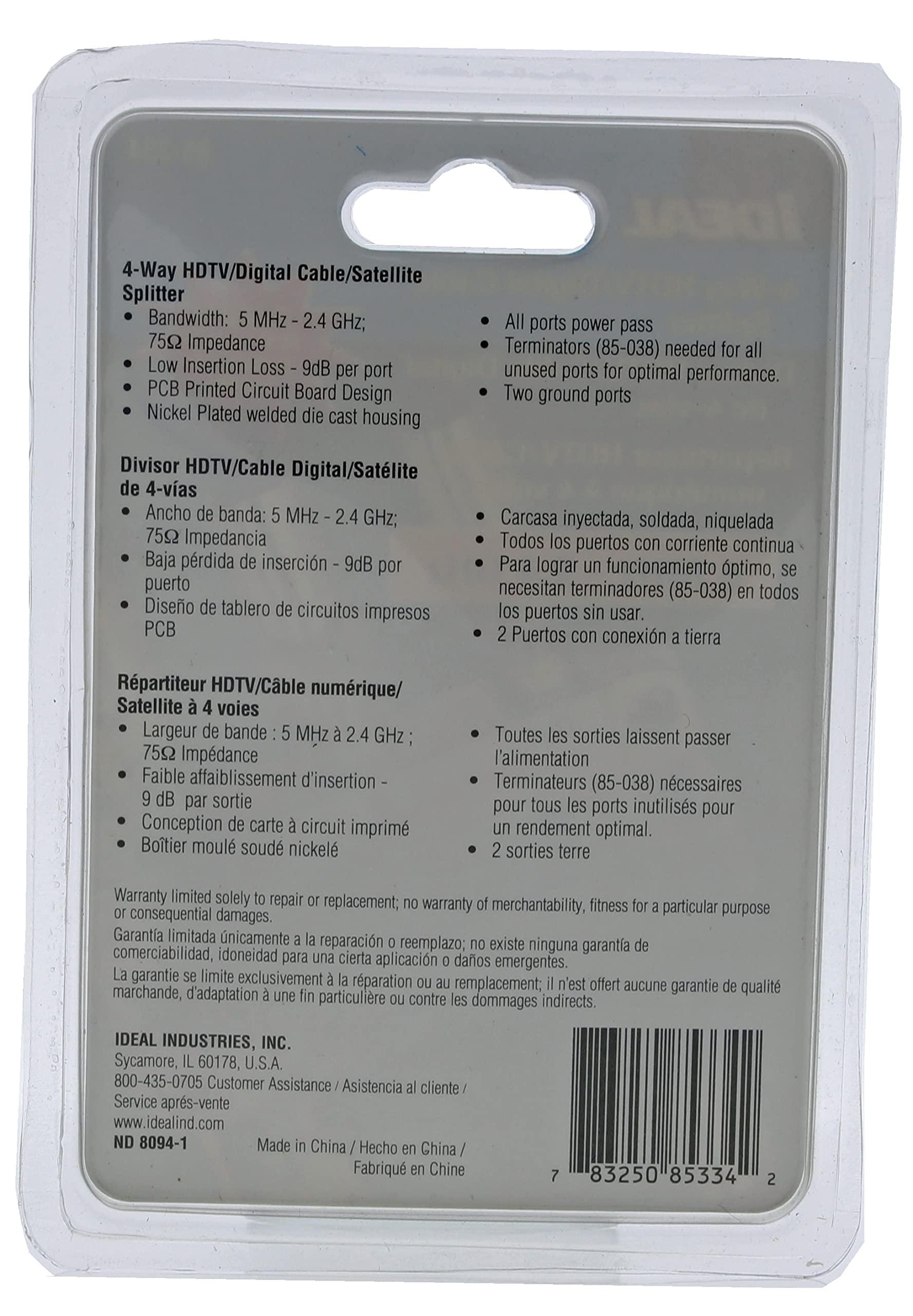 IDEAL IDEAL Electrical 85-334 4-Way Digital Cable Splitter, 2.4 GHz