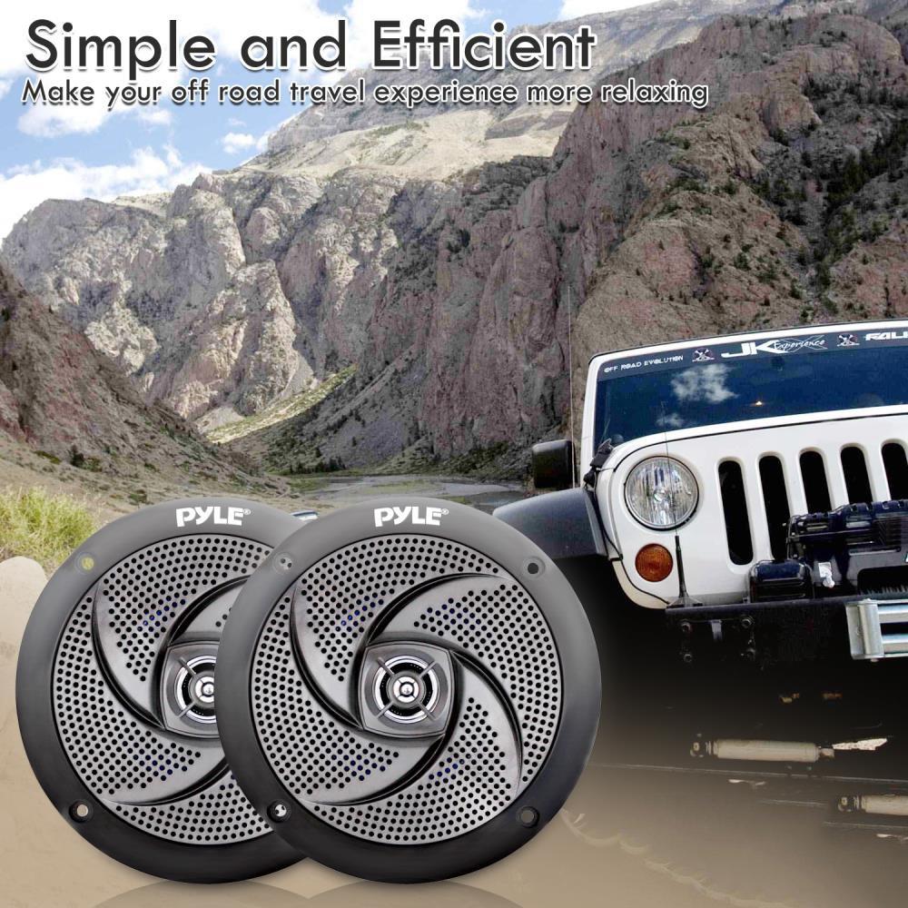 Pyle Pyle Marine Speakers - 5.25 Inch Low Profile Slim Style Waterproof Wakeboard Tower and Weather Resistant Outdoor Audio Stereo Sound System with 180 Watt Power - 1 Pair in White (PLMRS5B)