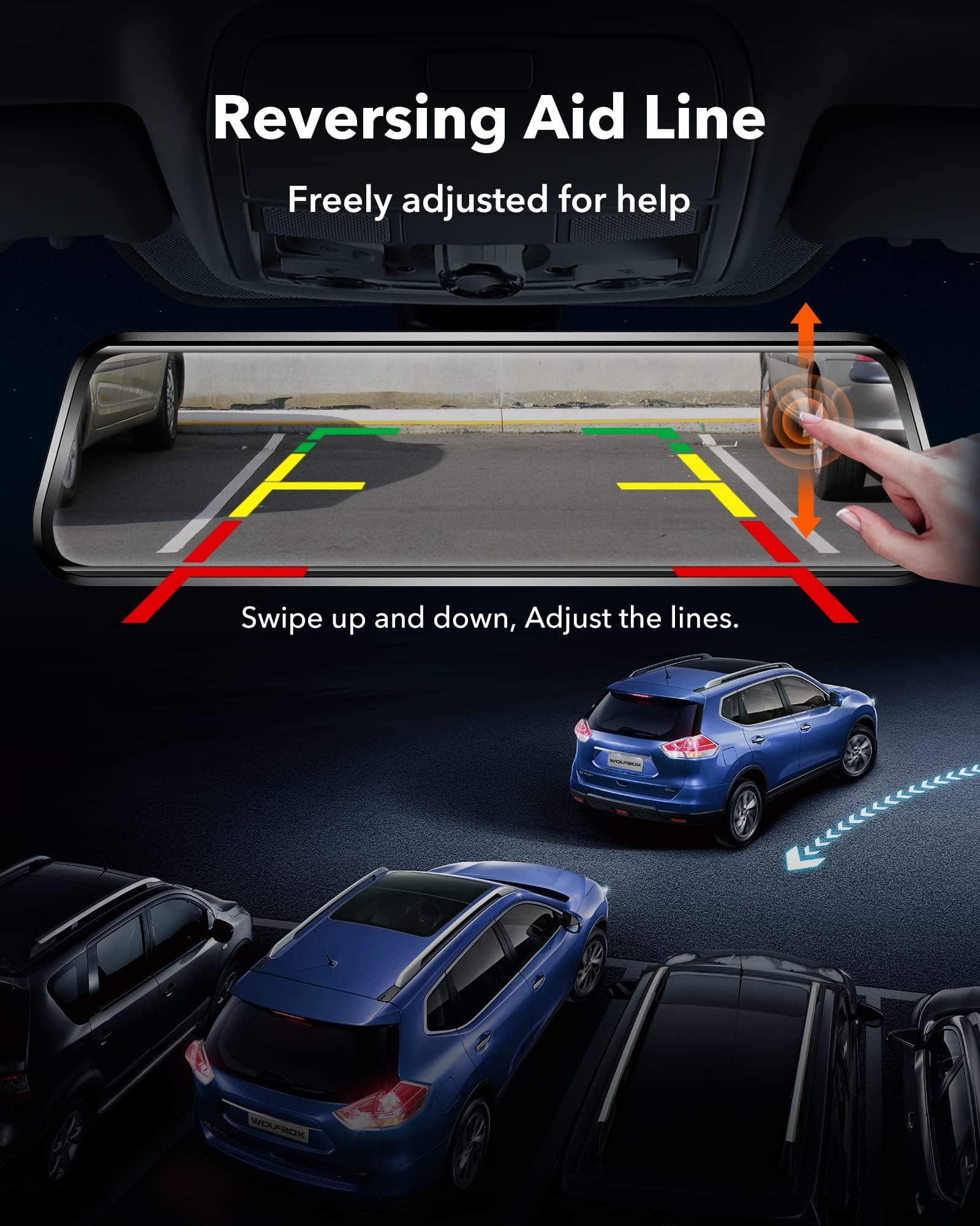 WOLFBOX WOLFBOX G930 10'' Rear View Mirror Camera with 5.8GHz WiFi, 4K Dash Cam Front and Rear with WDR, Touch Screen Rearview Mirror Backup Camera, Parking Monitor, Reverse Assist, Includes 64GB Card & GPS