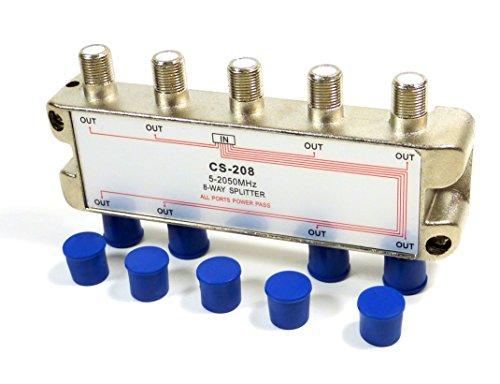 Philmore Philmore 2GHZ High "Q" 8-Way Low Loss Coaxial Satellite TV Signal Splitter With Weather Caps, Commercial Grade; CS208