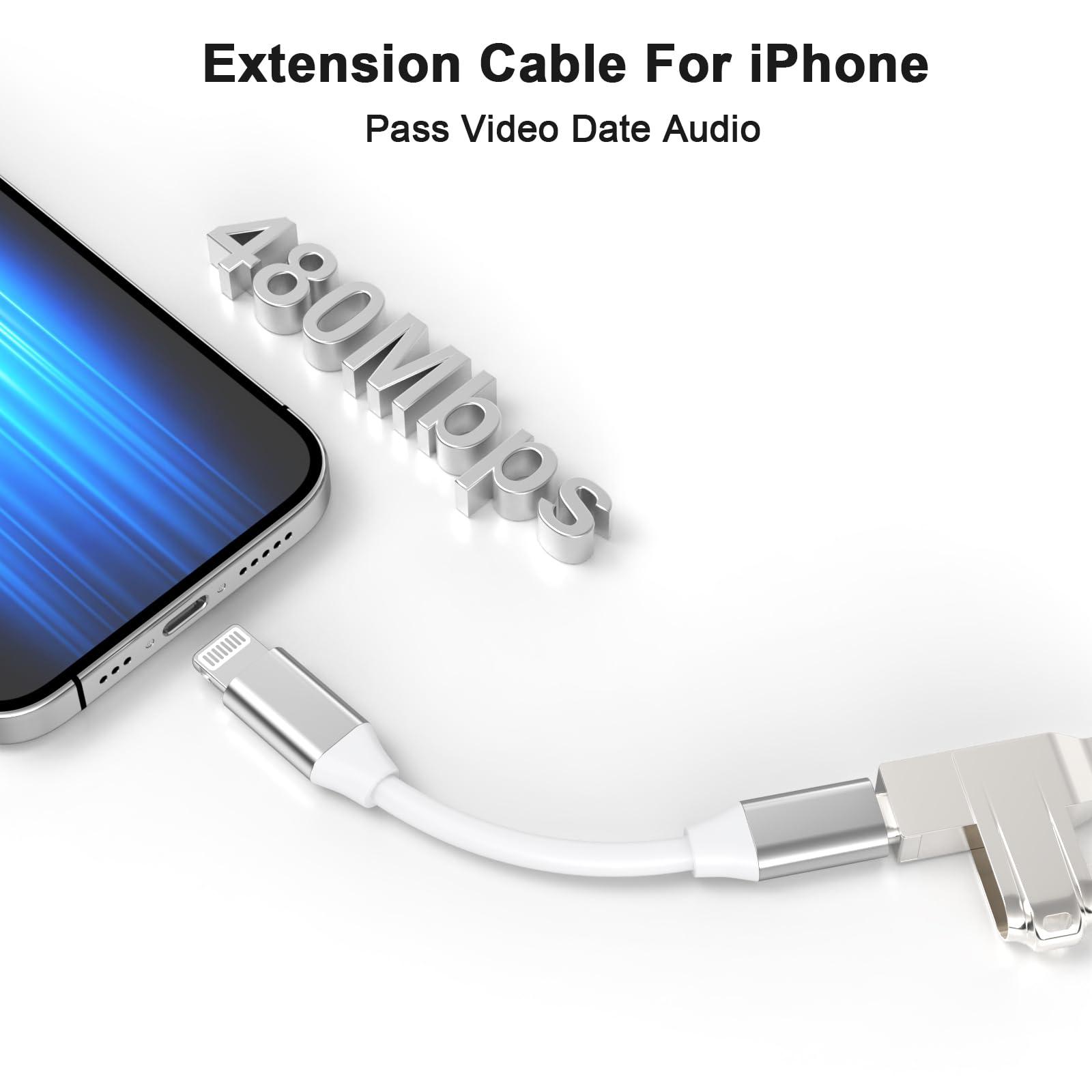 DESOFICON [Apple MFi Certified] 9cm Lightning Male to Lightning Female Charger Adapter,iPhone Extension Charging Adapter Cable Cord Connector Converter Dongle Compatible with iPhone 14 13 12 11 XS XR X 8 7 6