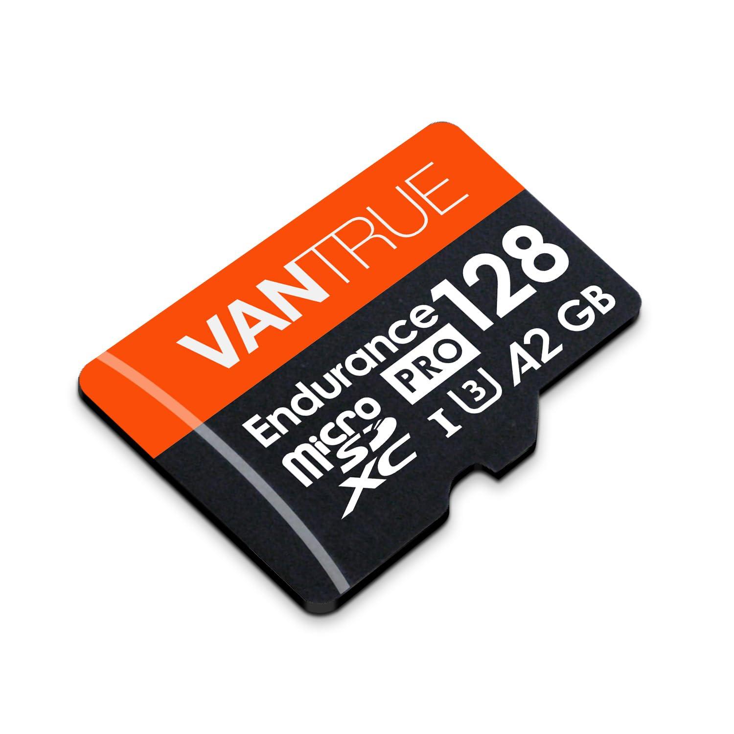 VANTRUE Vantrue 128GB U3 microSDXC UHS-I 4K UHD Video Monitoring Memory Card with Adapter for Dash Cams, Body Cams, Action Camera, Other Surveillance & Security Cams