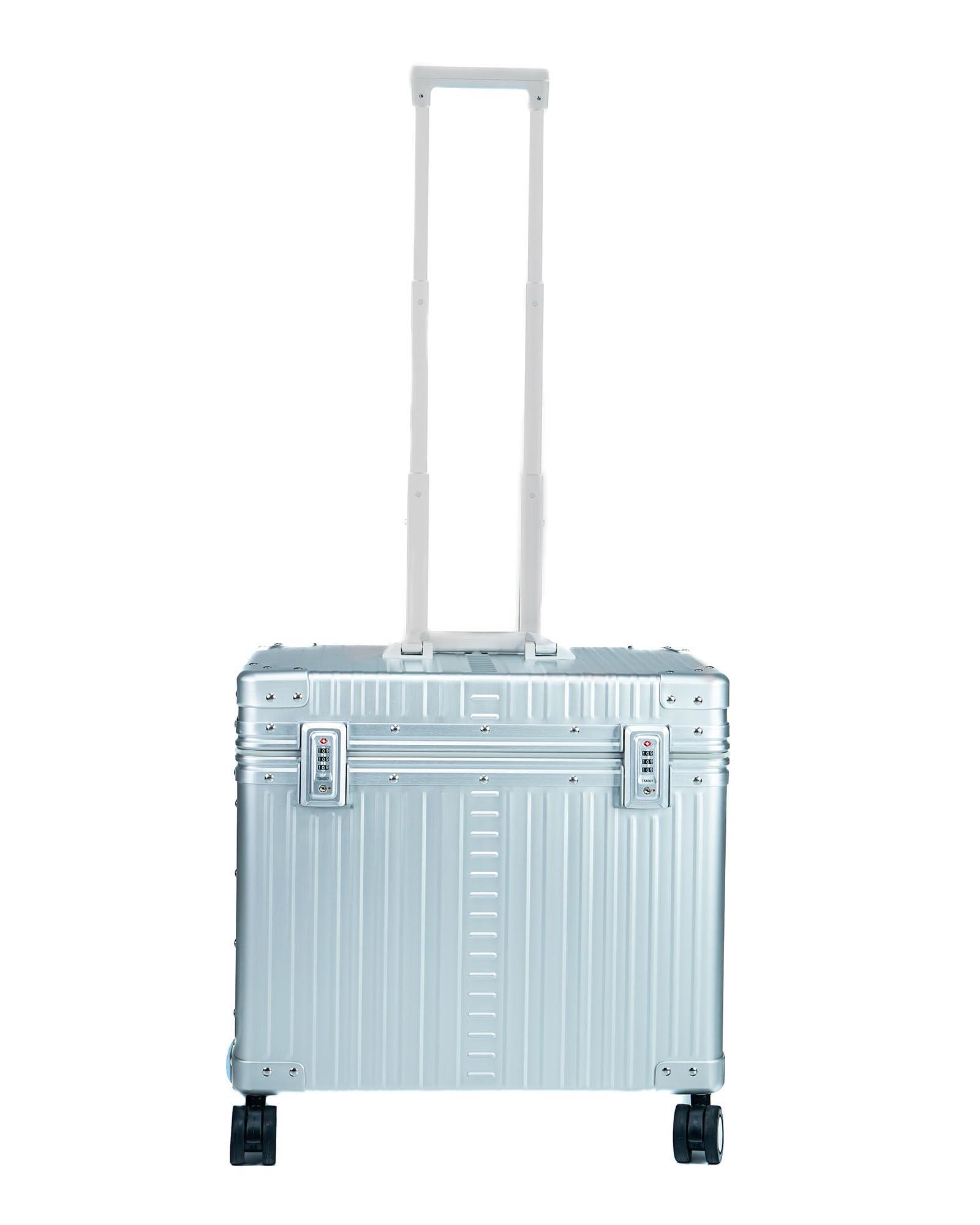 Aleon Aleon 17 Four-wheeled Aluminum Pilot Case, Carry-On Luggage, Rolling Laptop Bag for Men and Women, Personal Item Travel Bag, Overhead Compatible (Platinum)