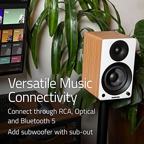 Fluance Fluance RT81 Elite High Fidelity Vinyl Turntable (Walnut) with Ai41 Powered 5" Stereo Bookshelf Speakers (White Walnut), Diamond Stylus, Belt Drive, Built-in Preamp, 90W Class D Amplifier, Bluetooth