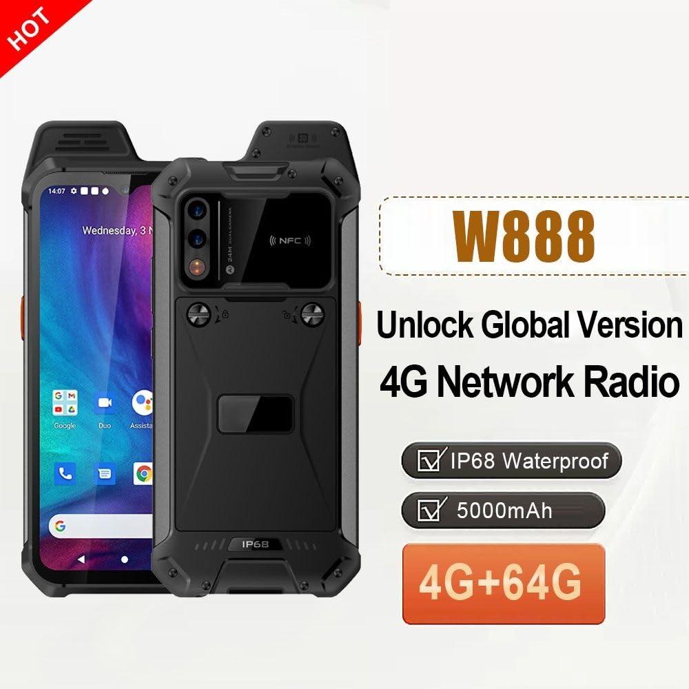KJDEYT UNIWA W888 Walkie Talkie Smartphone IP68 Waterproof 4G+64 5000mAh Global Version IP68 Rugged Smartphone Android 11 Network Radio