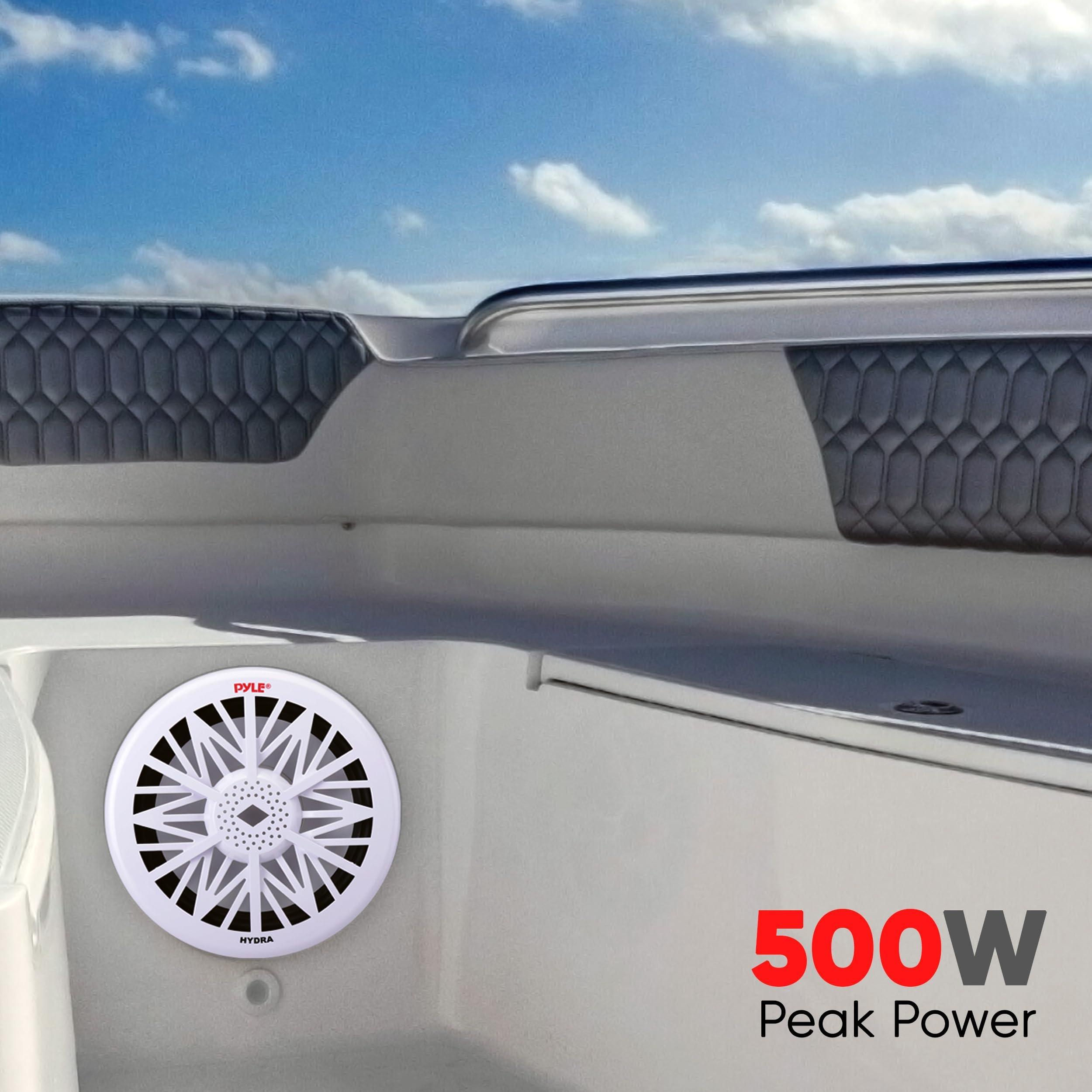 Pyle Pyle 10-Inch Outdoor Marine Audio Subwoofer - 500 Watt Single White Waterproof Bass Loud Speaker For Marine Stereo Sound System, Under Helm or Box Case Mount in Small Boat, Water Vehicle - PLMRW10