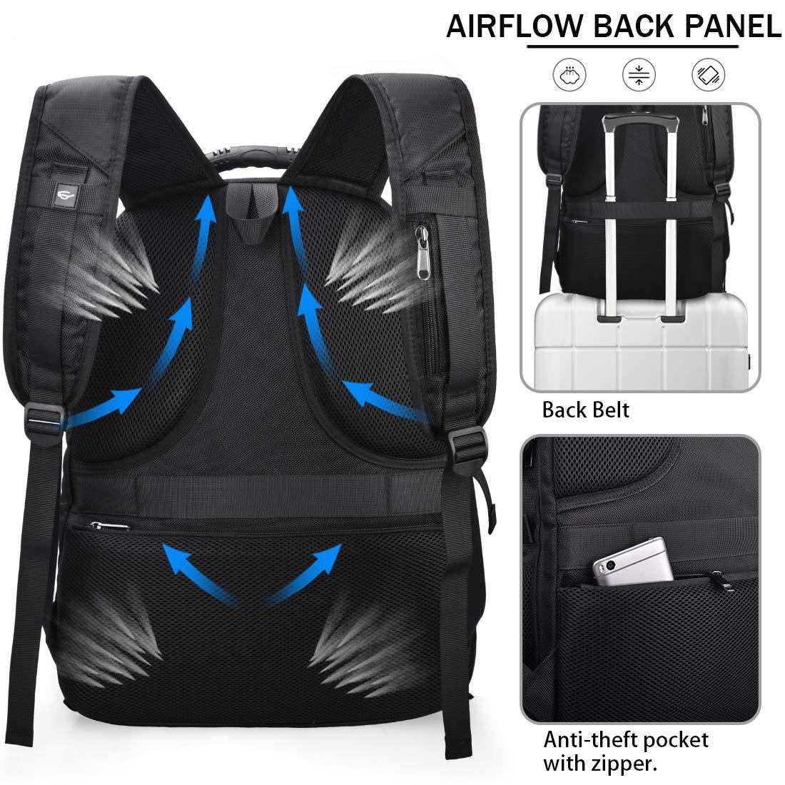 NUBILY NUBILY Laptop Backpack 17 Inch Waterproof Extra Large TSA Travel Backpack Anti Theft College Business Mens Backpacks with USB Charging Port 17.3 Gaming Computer Backpack for Women Men Black 45L