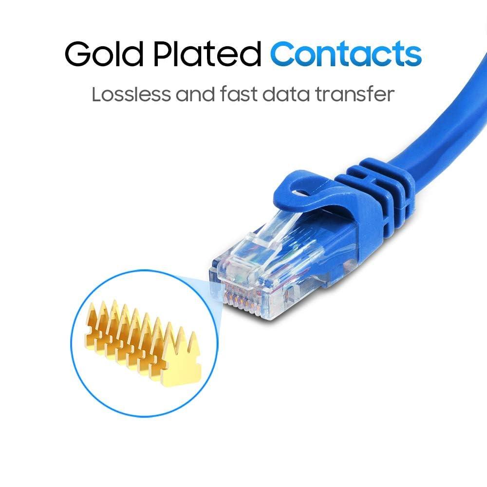 Cmple Cmple - Cat 6 Ethernet Cable 10 ft, Cat6 Patch Cables 10Gbps LAN Cable, 550MHz Network Cable, RJ45 Connectors, Compatible with Gaming Computer, Laptop, Modem, Router, HDTV, Gaming Console - Blue