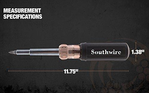 Southwire Southwire 59723940 12-In-1 Multi-Bit Screwdriver; Interchangeable Bits; Comfort Grip Handle; hex 1/4\"; 5/16\"; 3/8\"; Phillips #1;2;3; slotted SL4-5;SL6-8;sl8-10; and square #1;2