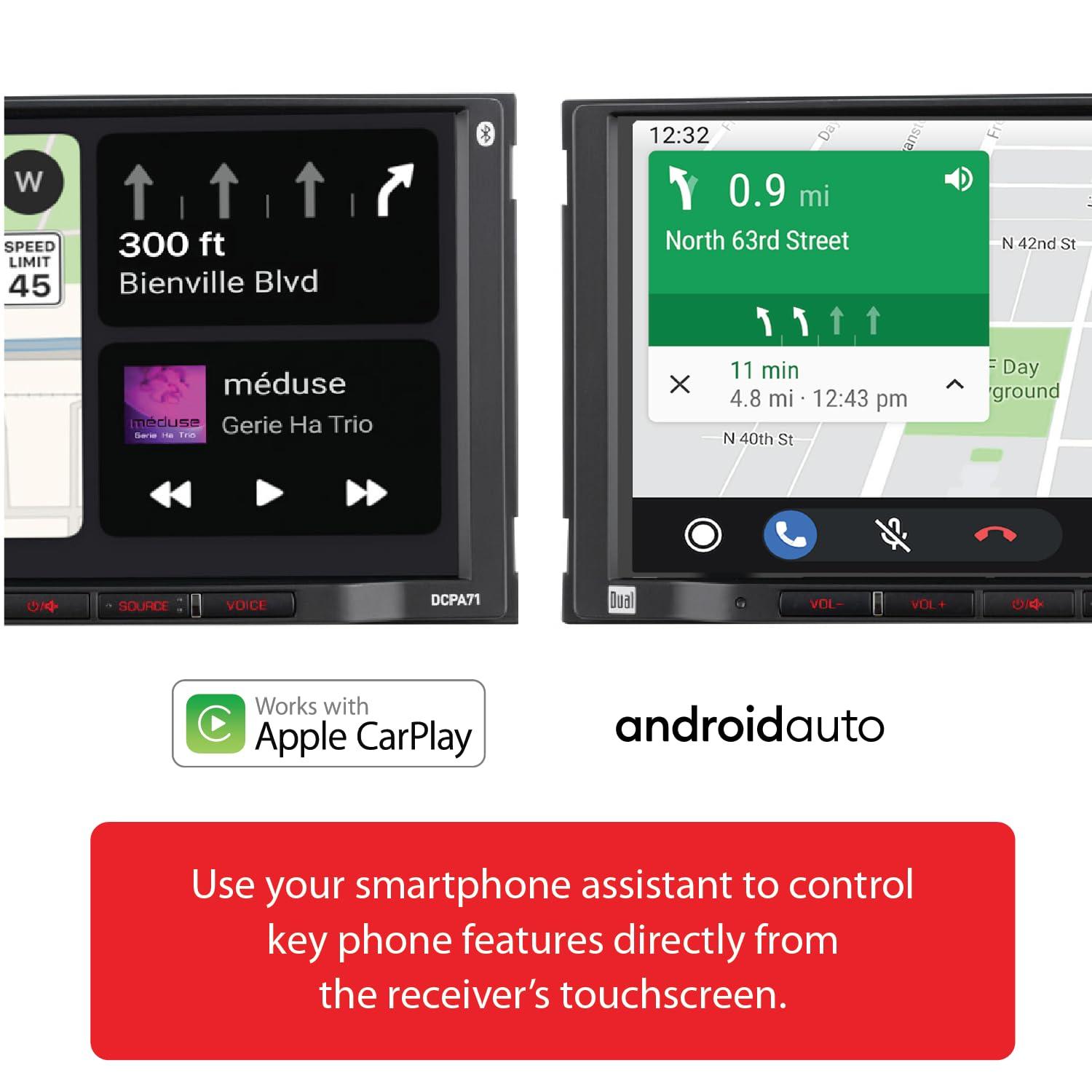 Dual Electronics Dual Electronics DCPA71-BC 7-inch Certified Apple Carplay Android Auto | Double DIN Touchscreen Car Stereo Radio | Bluetooth Hands Free Calling & Music Streaming | Backup Camera Included
