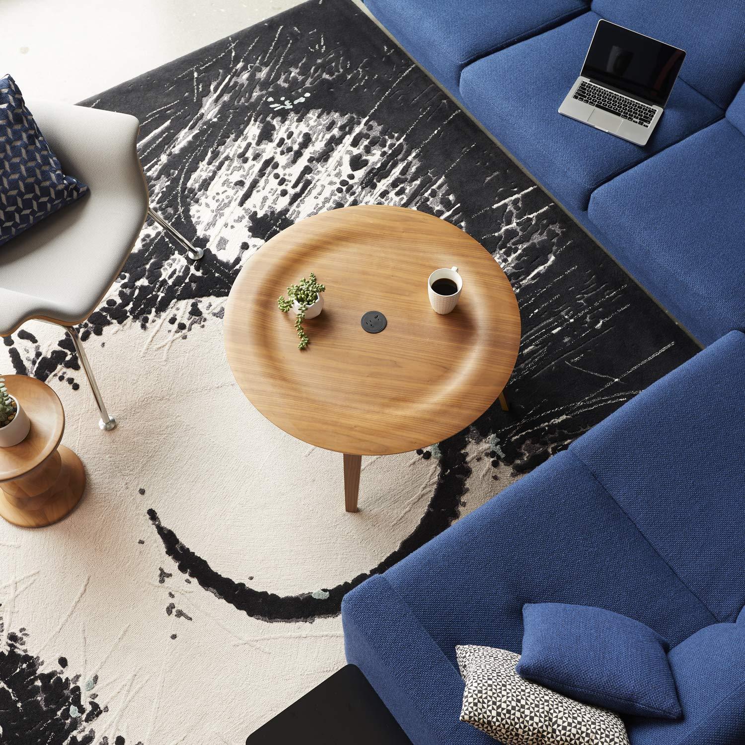 Wiremold Legrand Wiremold RFPCRUAUC-BK10 Round Furniture Power Center with USB, 1 Outlet, Type A/C USB, 10 Foot Cord, Black